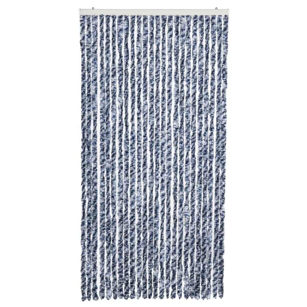 Cortina de mosca Vidaxl 100x220 cm Chenille azul, blanco y plata