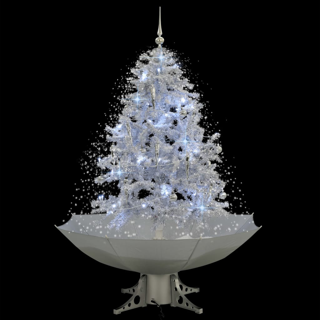 Vidaxl Nevando el árbol de Navidad con paraguas de 140 cm blanco