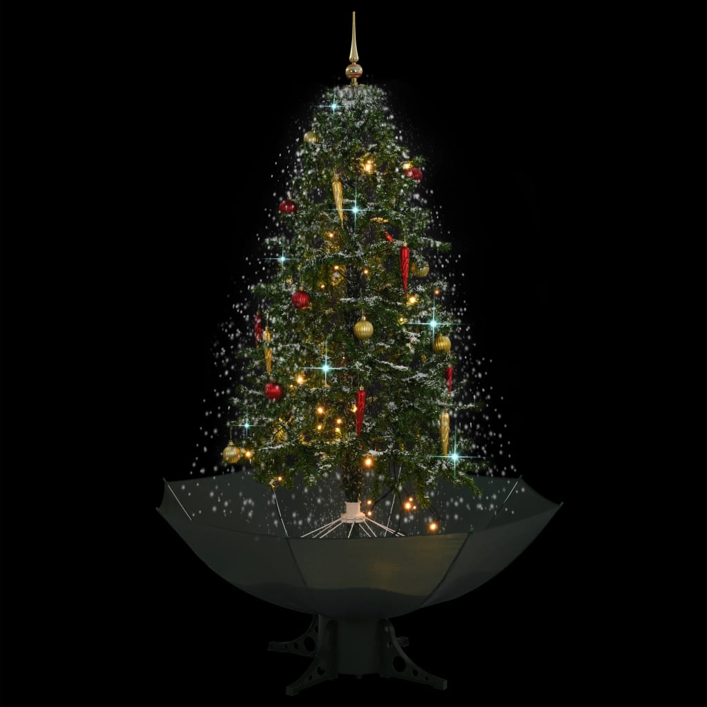 Vidaxl Nevando el árbol de Navidad con paraguas de 170 cm verde