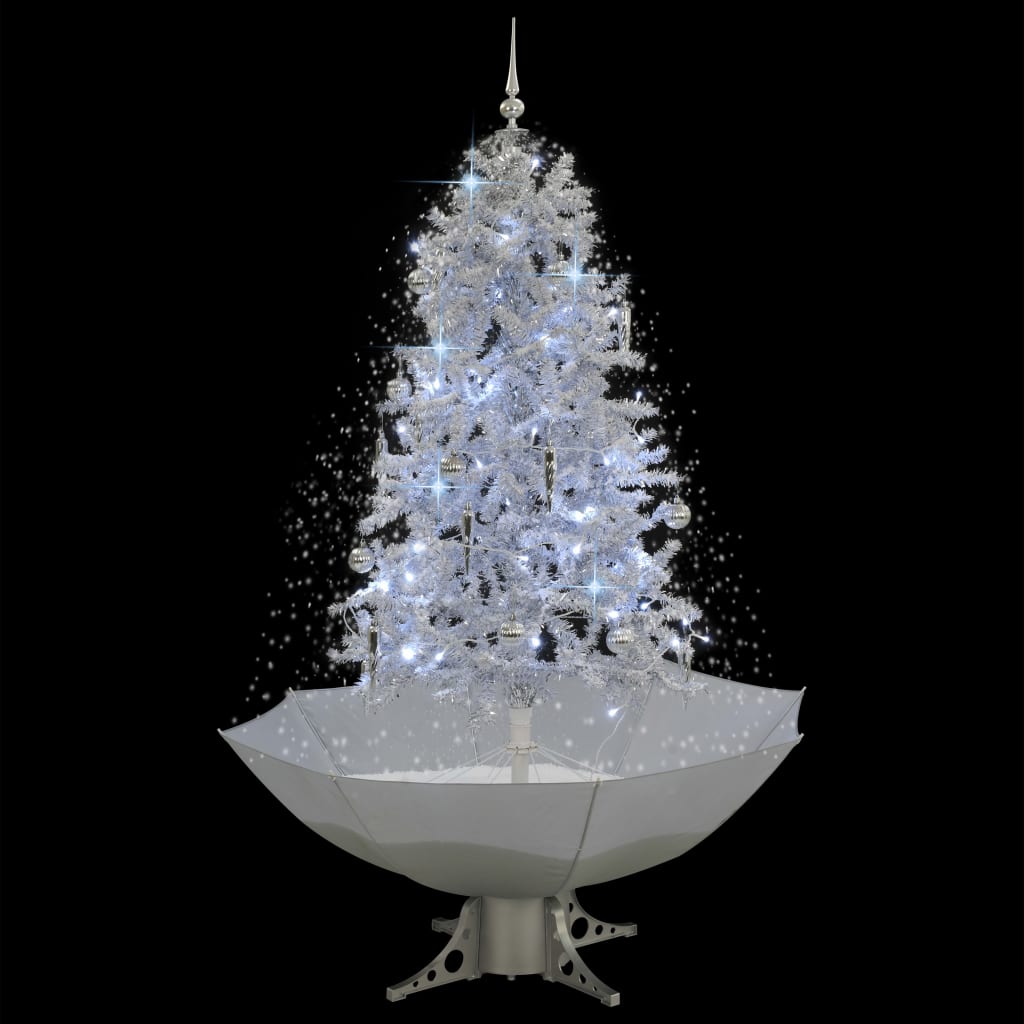 Vidaxl Nevando el árbol de Navidad con paraguas de 170 cm blanco