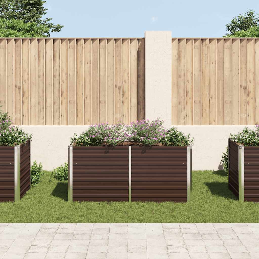 Plantador Vidaxl elevado 160x80x77 cm de acero galvanizado marrón