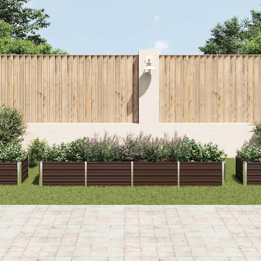 Fioriera vidaxl inserita 320x80x45 cm marrone galvanizzato