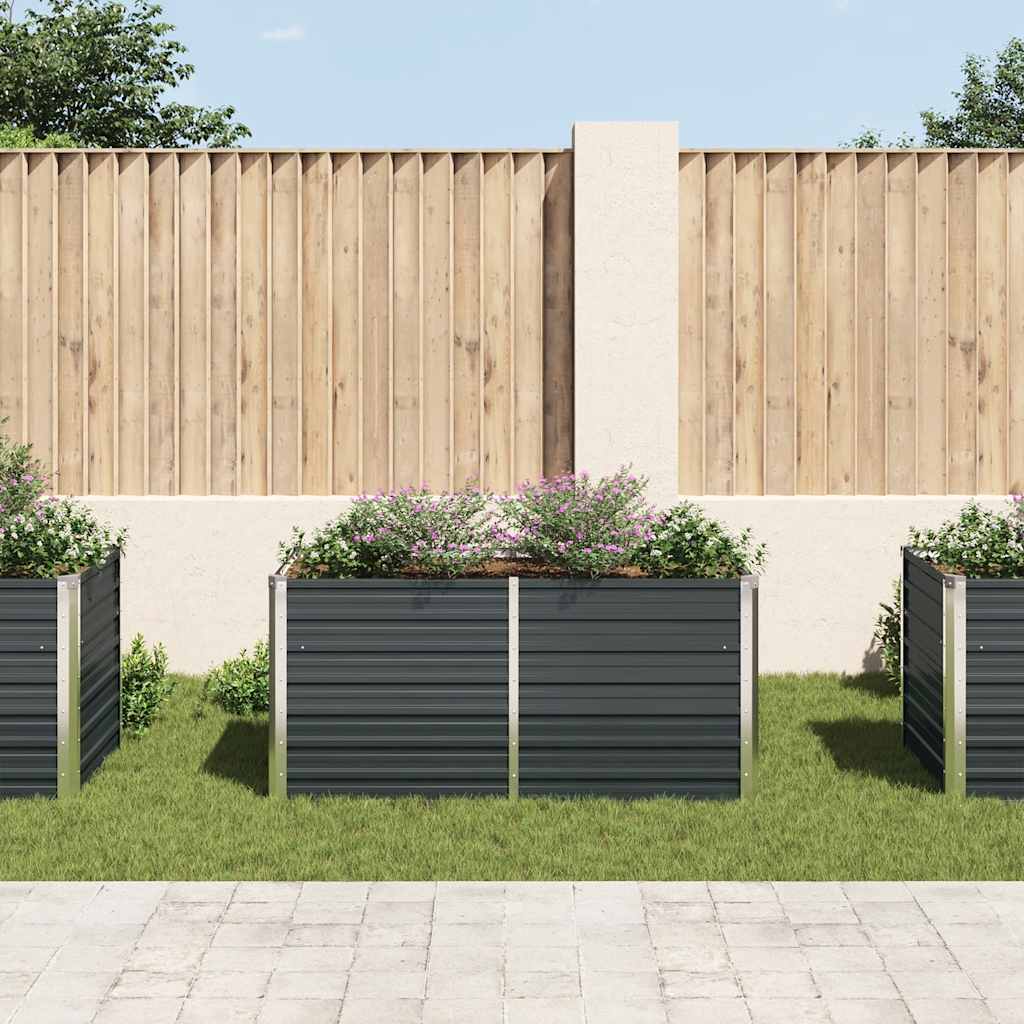 Plantador Vidaxl elevado 160x80x77 cm de acero galvanizado antracita