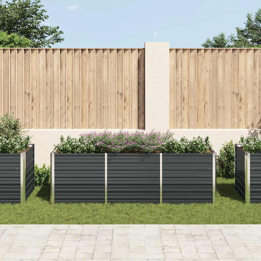 Plantador Vidaxl elevado 240x80x77 cm de acero galvanizado antracita
