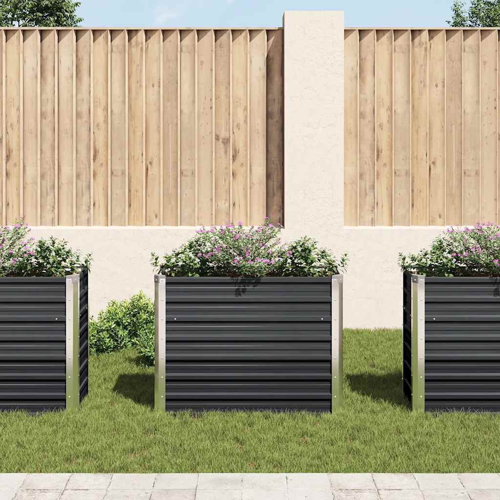 Plantador Vidaxl elevado 100x40x77 cm de acero galvanizado antracita