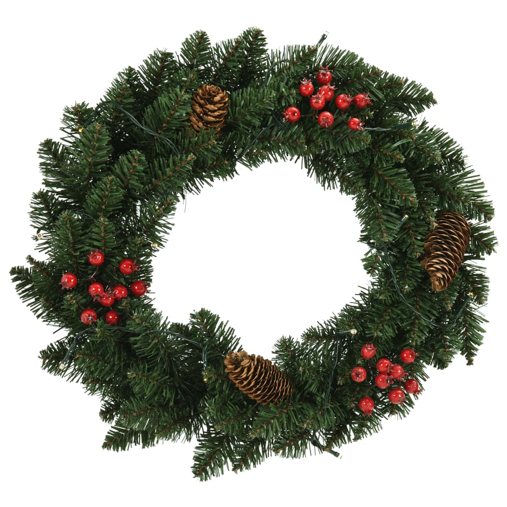 Vidaxl Coronas navideñas 2 st con decoración de 45 cm verde
