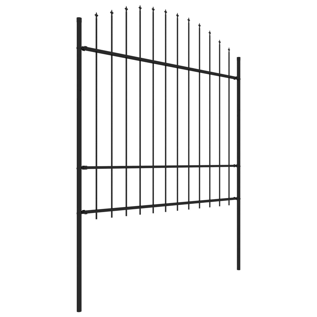 Vidaxl Garden Fence with Spears Top (1,5-1,75) x15,3 m in acciaio nero