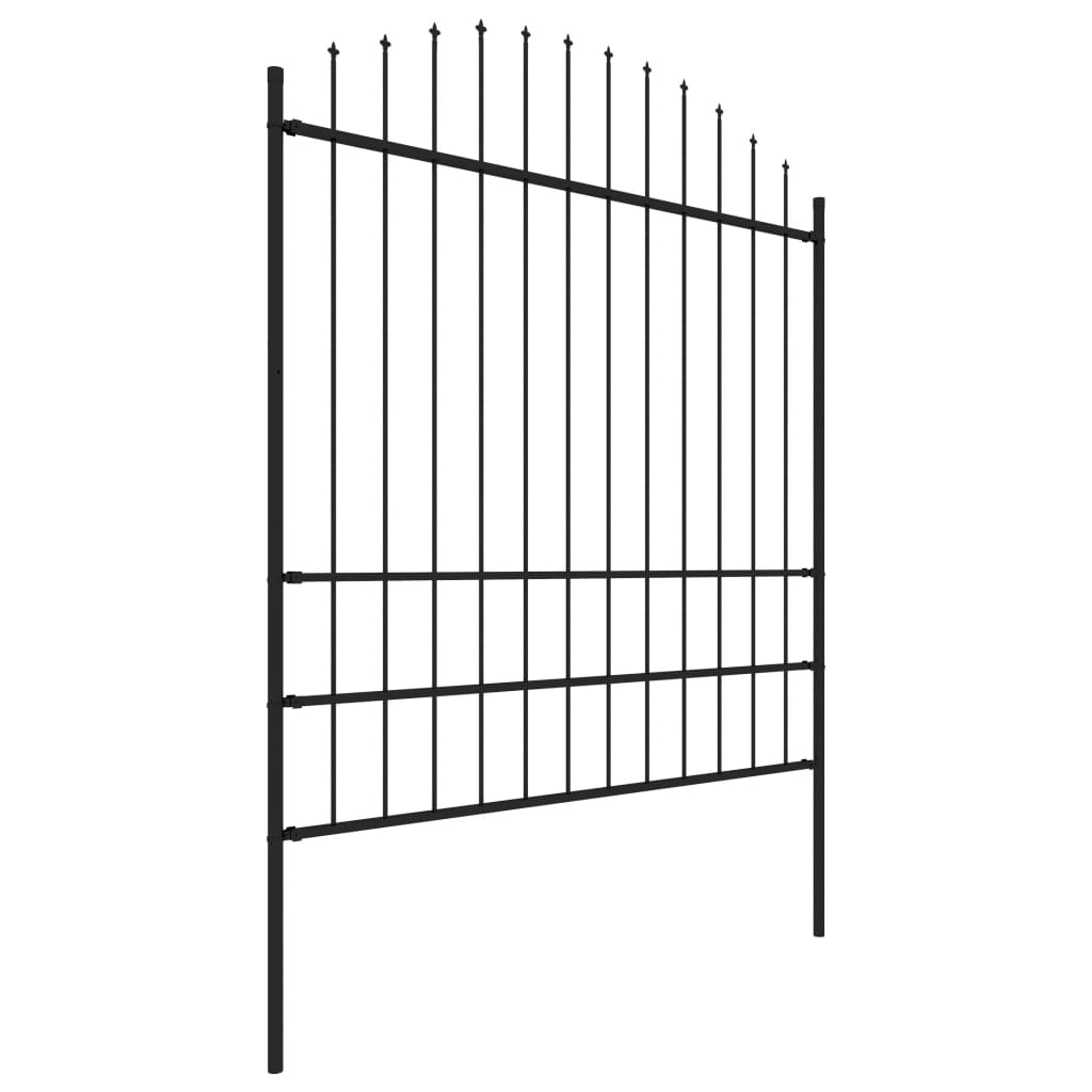 Vidaxl Garden Fence With Spears Top (1.75-2) x3.4 m de acero negro