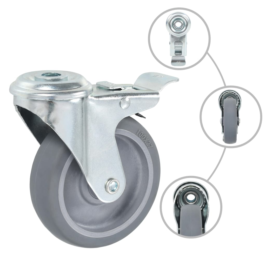Vidaxl 8 ° Ruedas giratorias con agujeros de perno 100 mm
