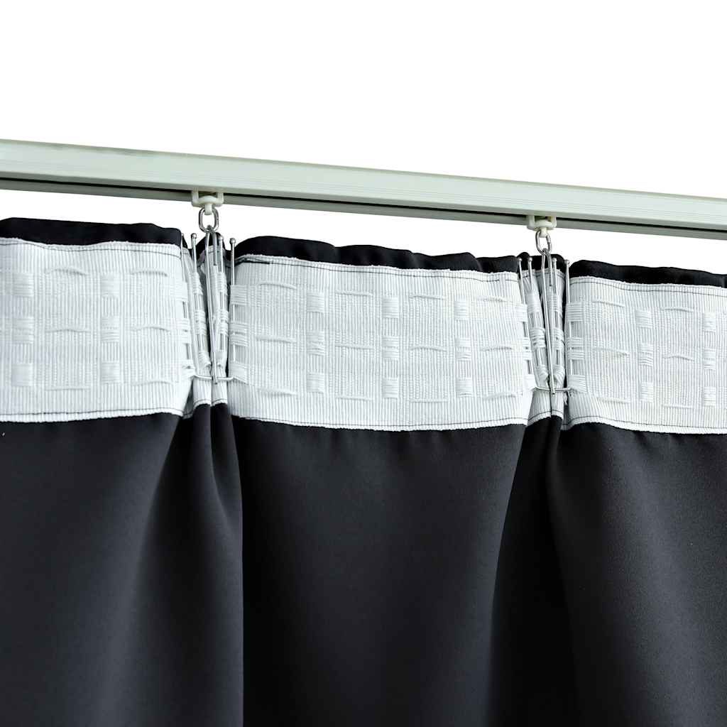Cortinas Vidaxl Blackout con ganchos 2 PCS 140x245 cm Negro