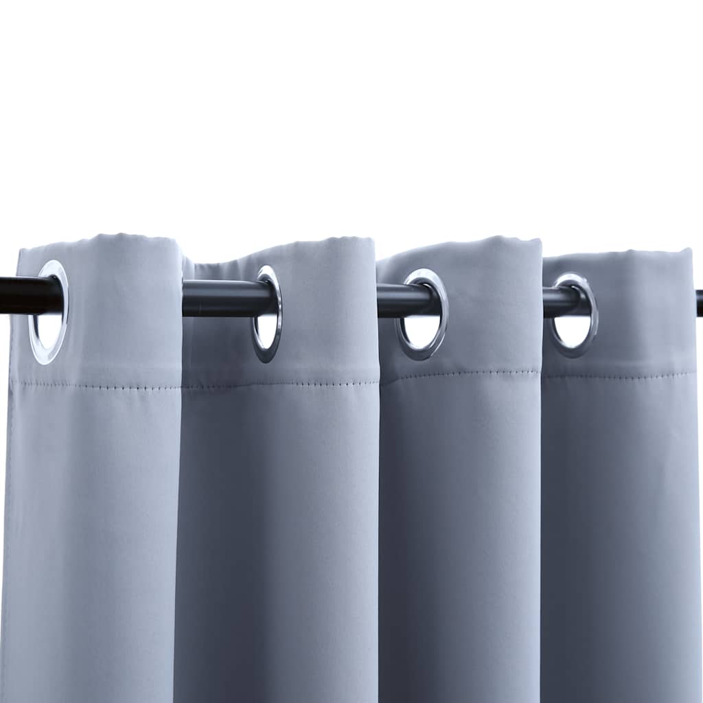 VidaXL cortina opaca con anillas de metal 2 uds 140x175 cm gris