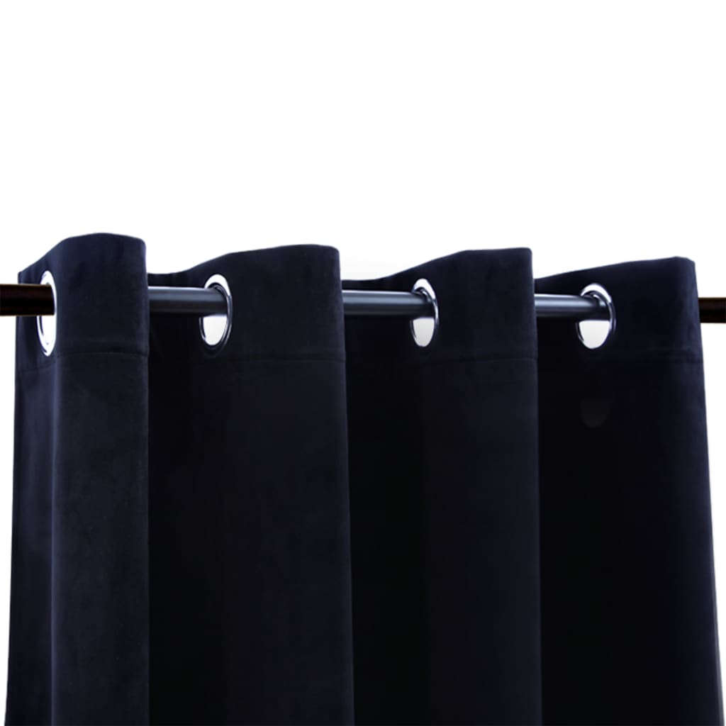 Blackout de cortina de Vidaxl con anillos 2 ST 140x245 CM Velvet Negro