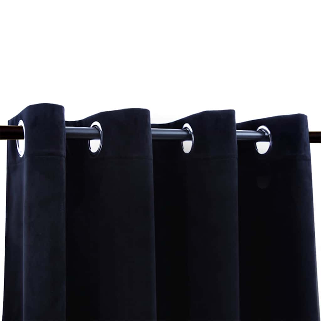 Vidaxl Curtain Blackout con anelli 2 St 140x245 cm Velvet Nero
