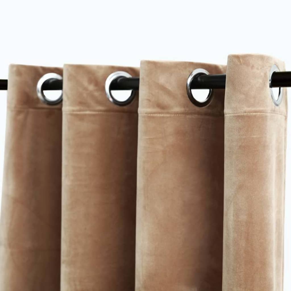 Blackout de cortina de Vidaxl con anillos 2 ST 140x175 CM Velvet Beige