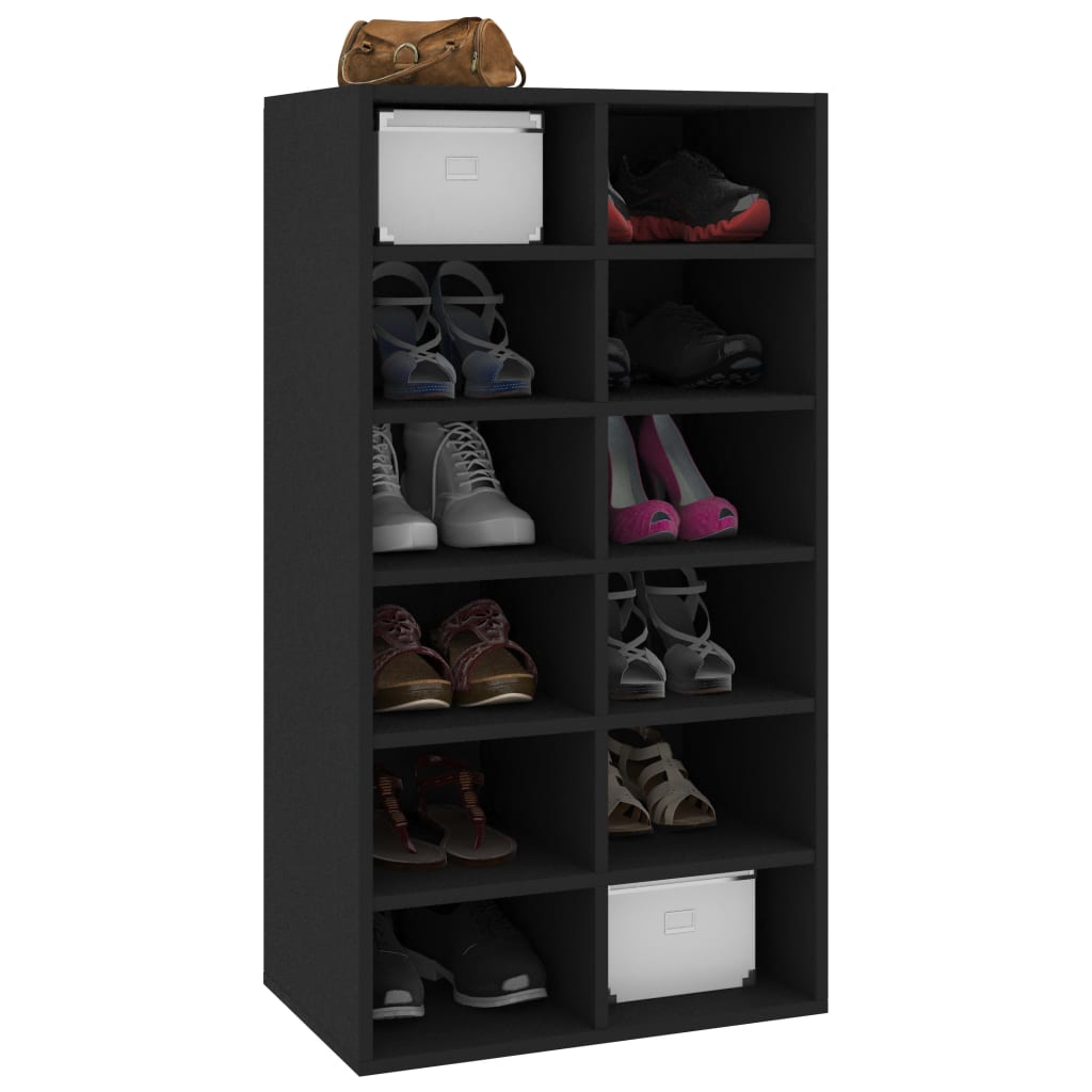 VIDAXL Schermo scarpe 54x34x100.5 cm Legno elaborato Nero