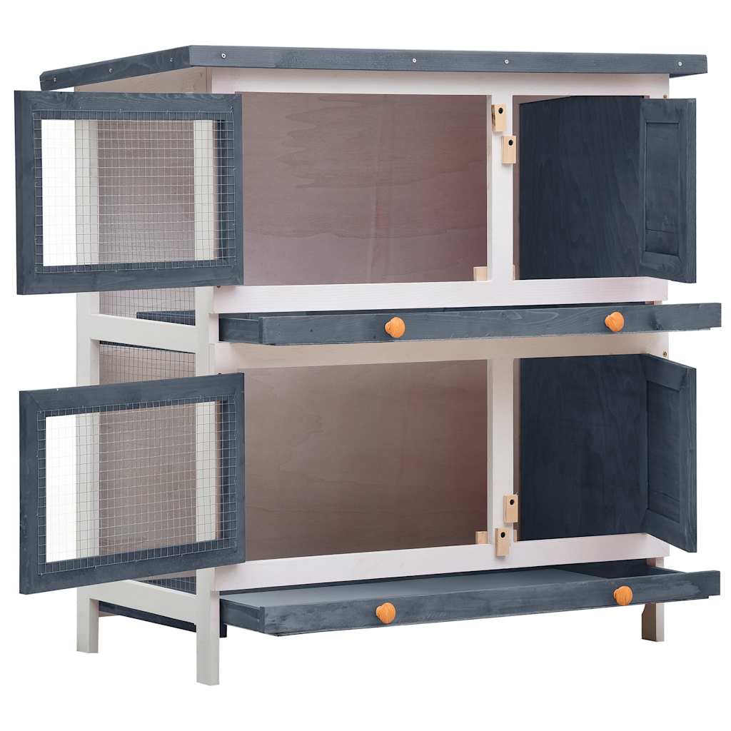 Vidaxl con cabello de conejo para afuera con 4 puertas de madera gris