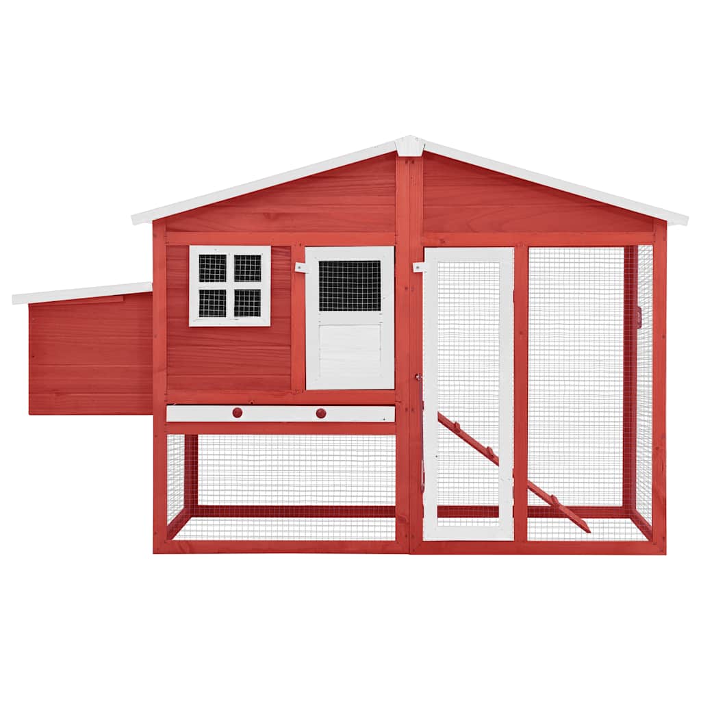 Vidaxl Chicken Coop con Nest Box Solid Pine Red and White