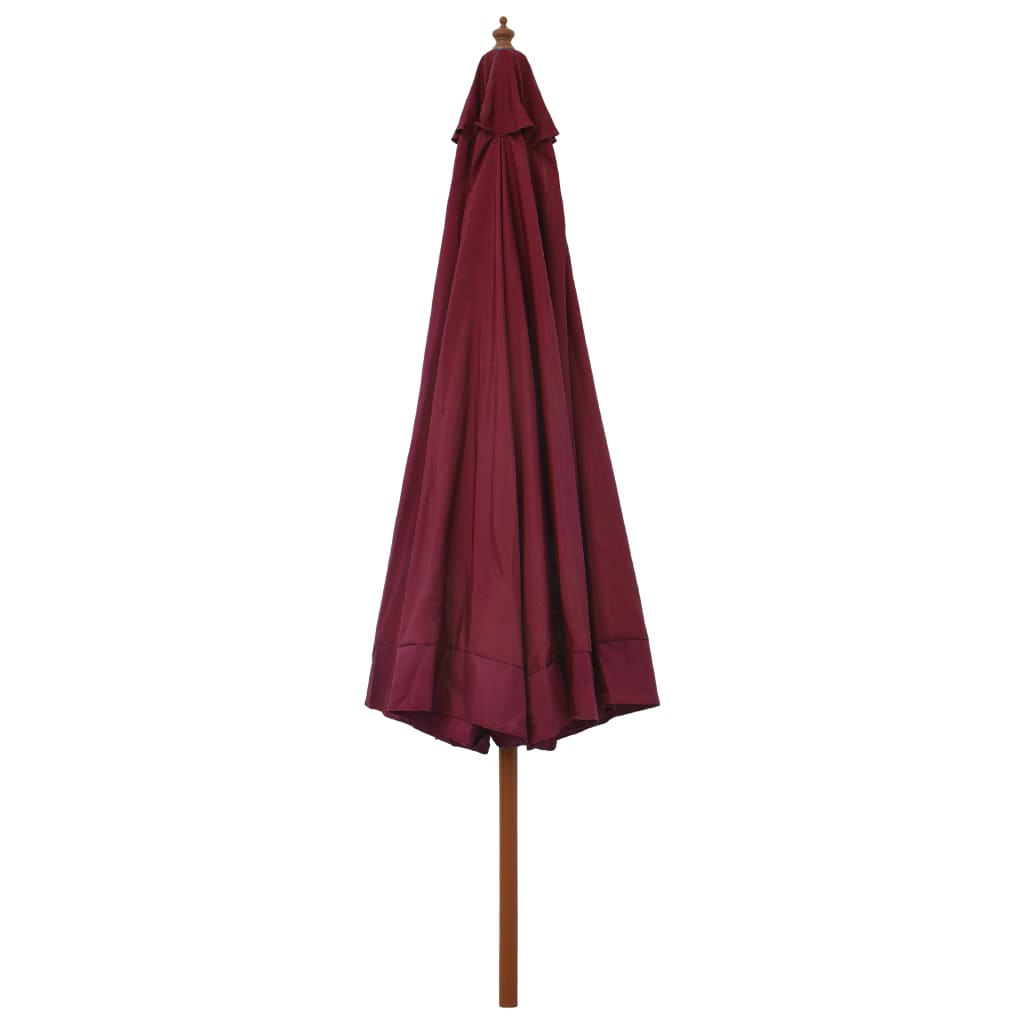 Vidaxl Parasol con poste de madera 330 cm Burdeos rojo