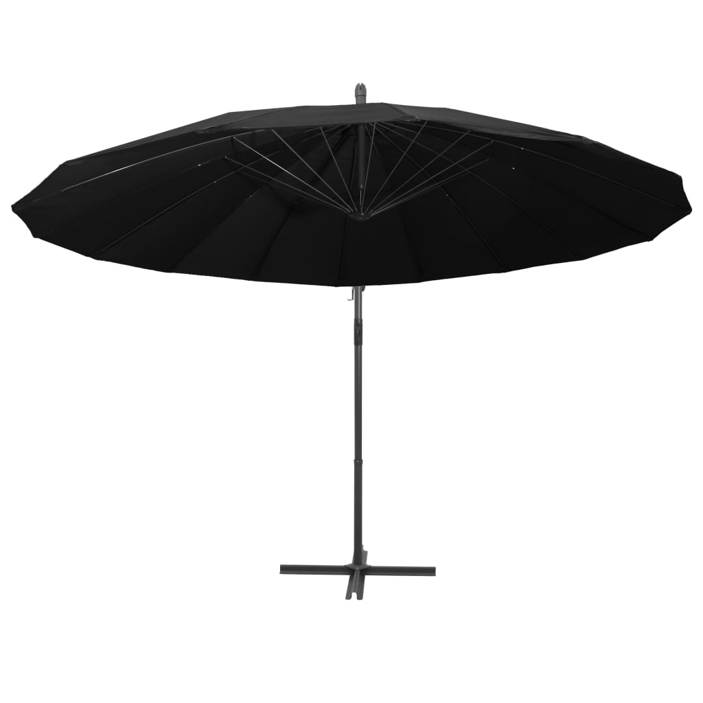 Parasol flotante de Vidaxl con poste de aluminio 3 m negro
