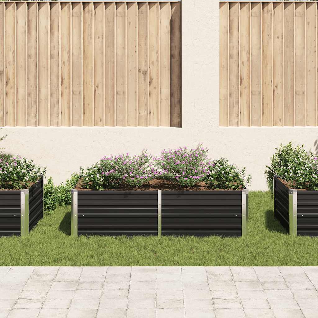 Plantador Vidaxl elevado 160x80x45 cm de acero galvanizado antracita