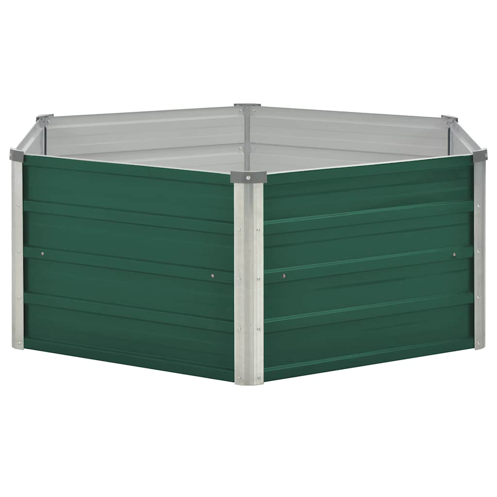 Plantador Vidaxl elevado 129x129x46 cm de acero galvanizado verde