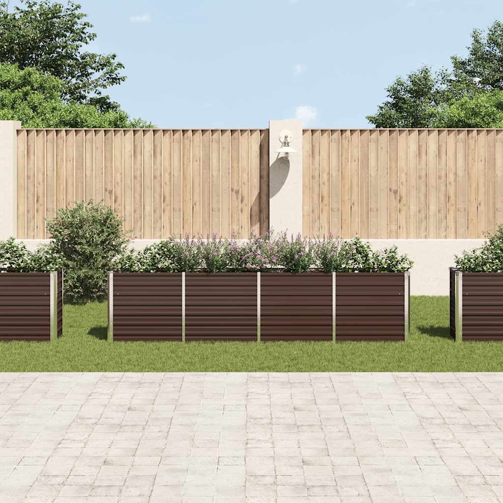 Fioriera vidaxl inserita 320x40x77 cm marrone galvanizzato