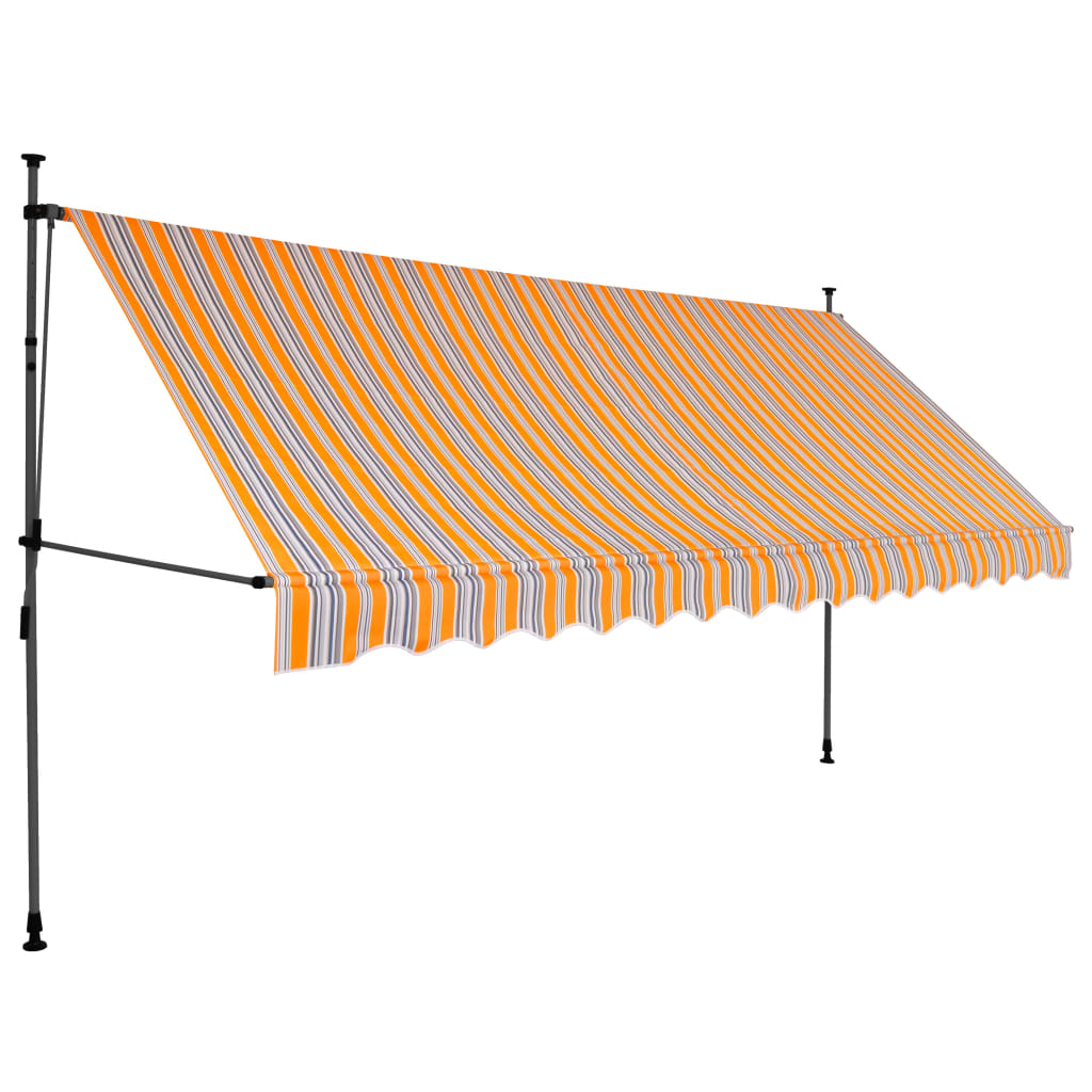 Vidaxl Luifel se puede extender manualmente con LED 400 cm amarillo y azul
