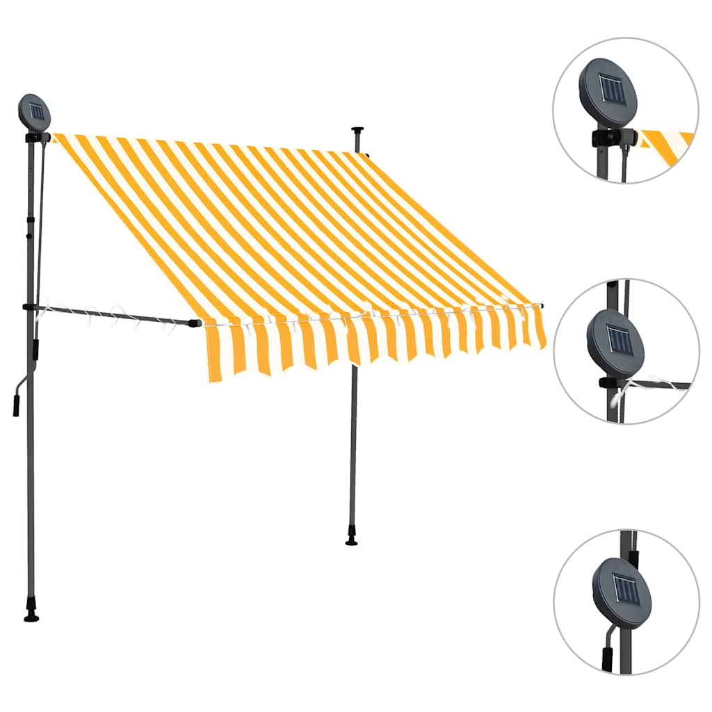 Vidaxl Luifel estendibile manualmente con LED 150 cm bianco e arancione