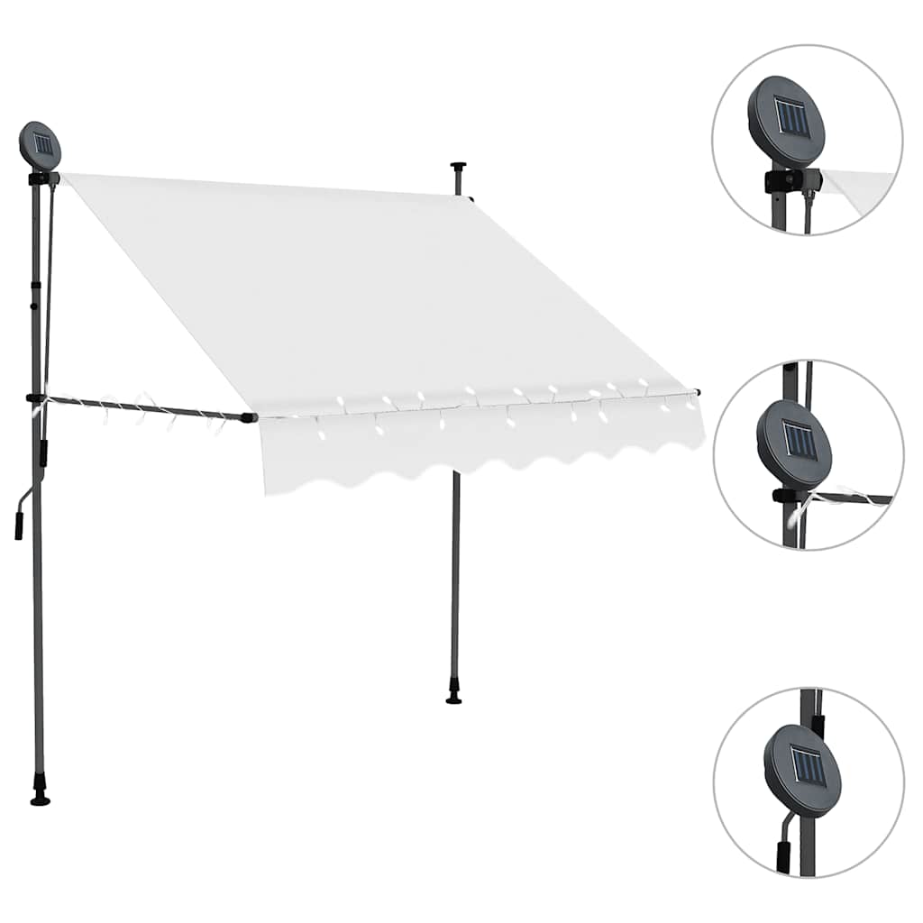 Vidaxl luifel handmatig uitschuifbaar met led 100 cm crèmekleurig