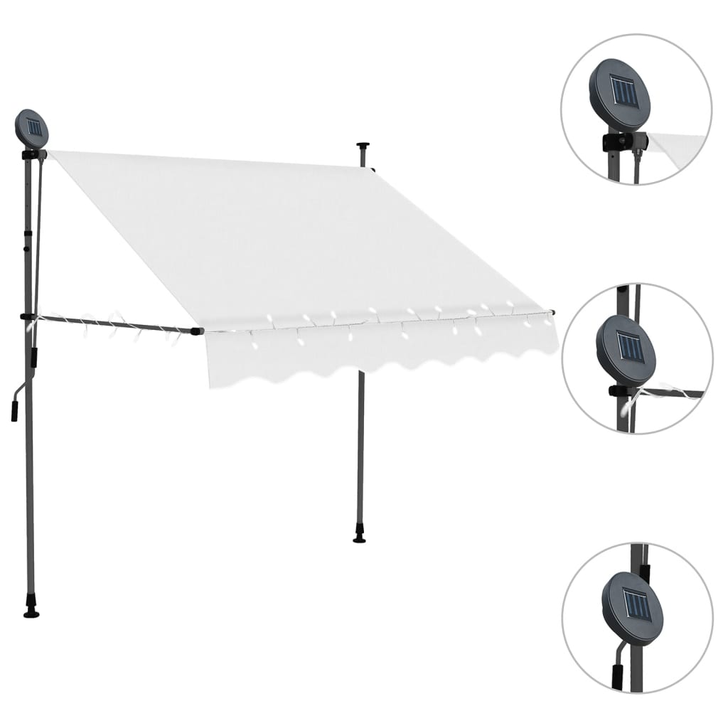 Vidaxl Luifel se puede extender manualmente con crema LED de 150 cm -Colorado
