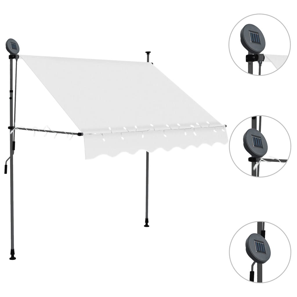 Vidaxl Luifel se puede extender manualmente con crema LED de 200 cm