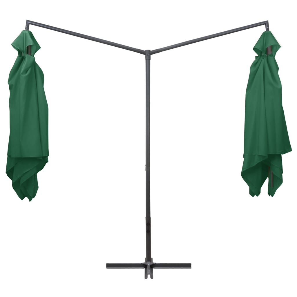 Vidaxl Parasol Double con polo in acciaio 250x250 cm verde