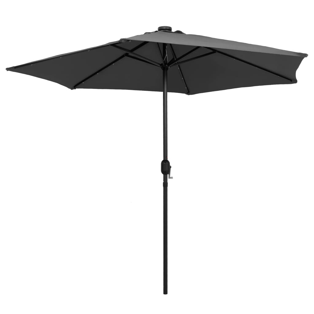 Vidaxl Parasol con illuminazione a LED e polo in alluminio 270 cm antracite