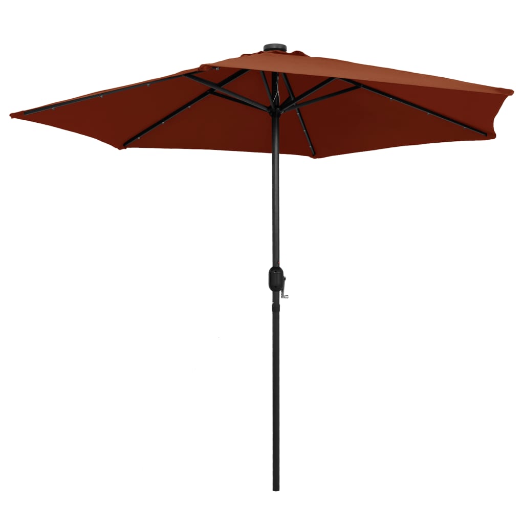 Vidaxl Parasol con illuminazione a LED e polo in alluminio 270 cm Terracotta
