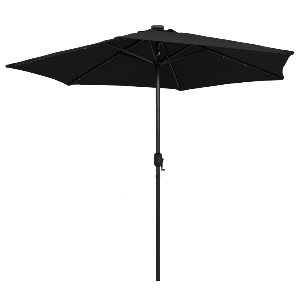 Vidaxl Parasol con illuminazione a LED e polo in alluminio 270 cm nero