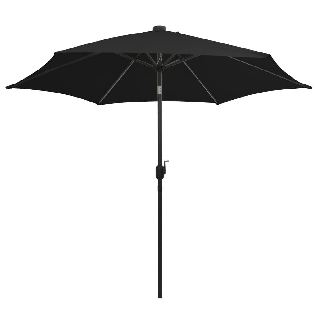 Parasol Vidaxl con iluminación LED y poste de aluminio de 300 cm negro