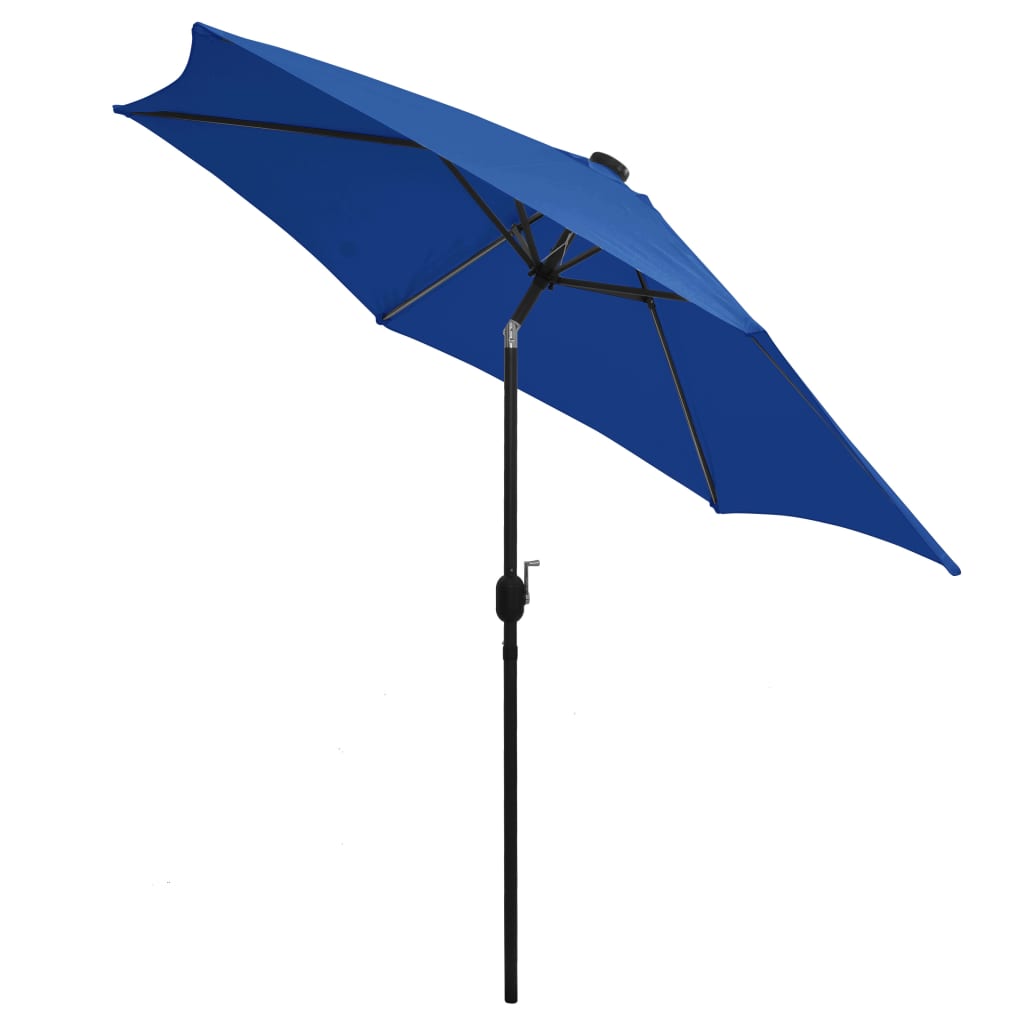 Vidaxl Parasol con iluminación LED y polo de aluminio 300 cm azul azul