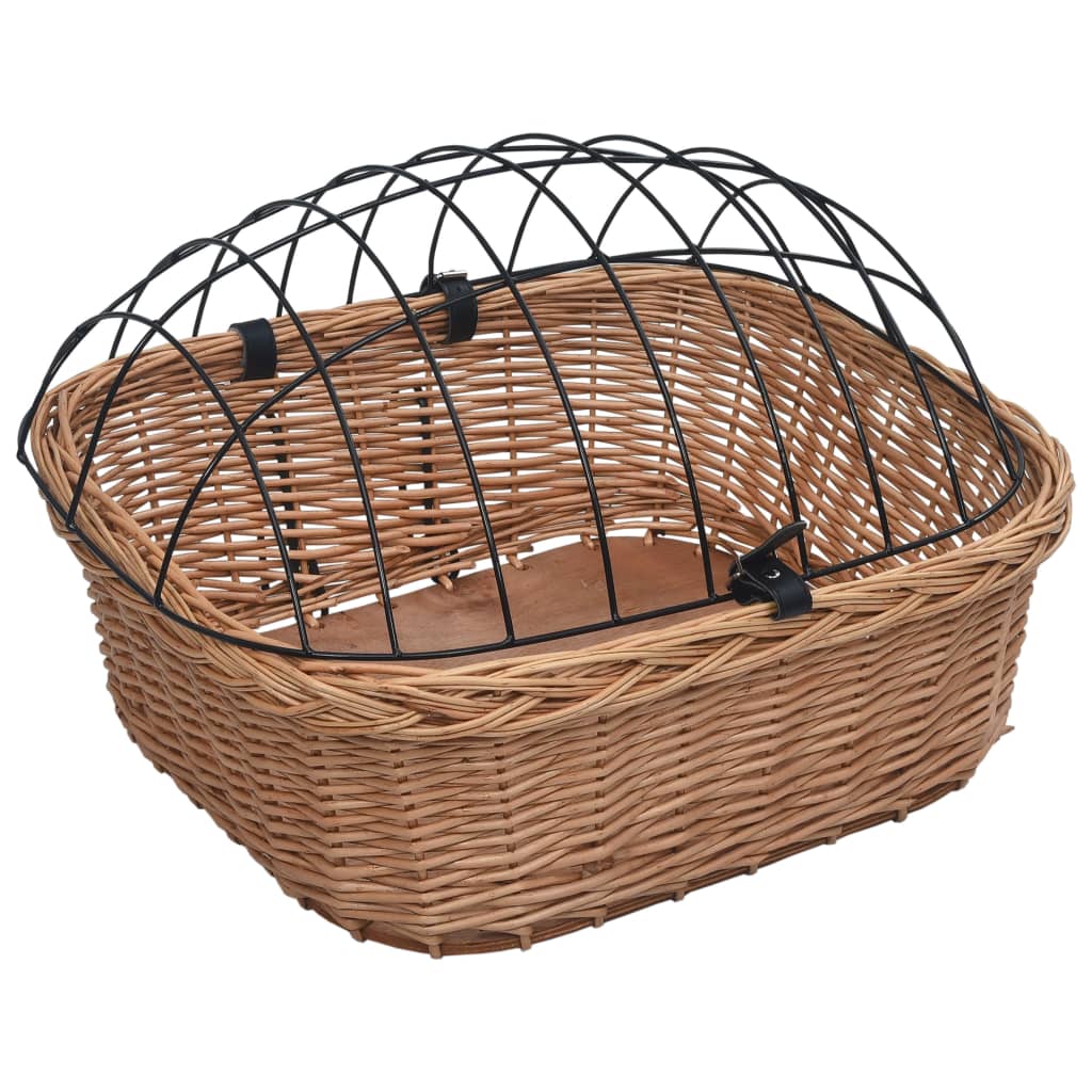 Canasta de manillar de bicicleta Vidaxl con tapa de 50x45x35 cm sauces naturales