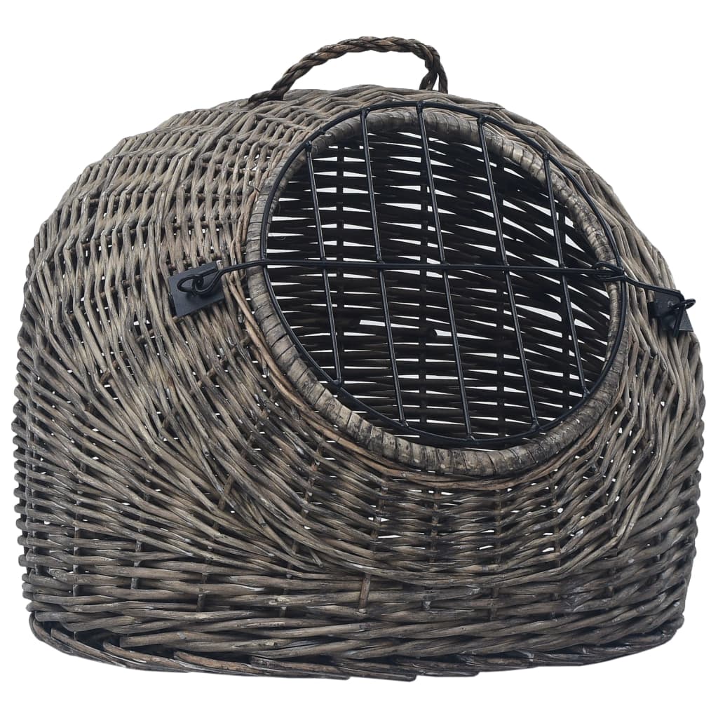 Vidaxl Cat Carrier 60x45x45 cm de madera de sauce natural gris