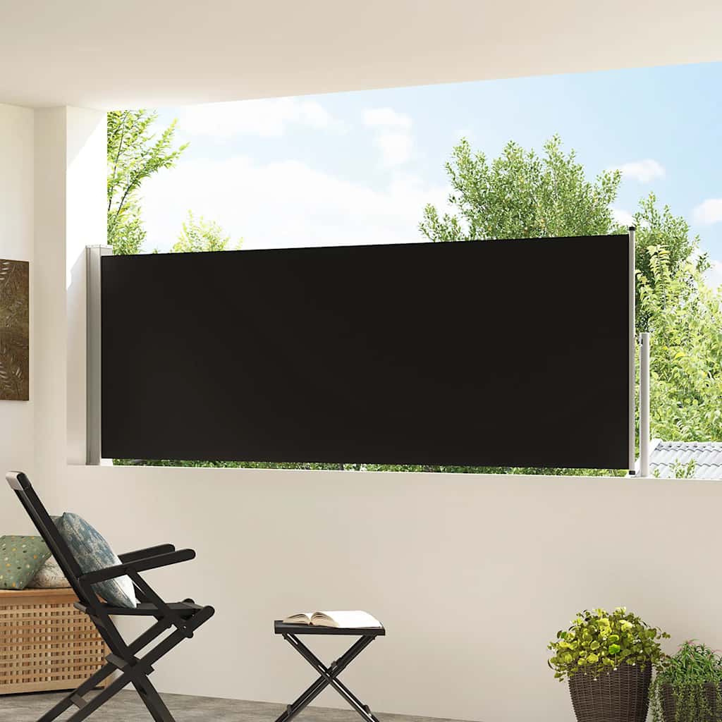 Pantalla de jardín Vidaxl extensible 100x300 cm negro