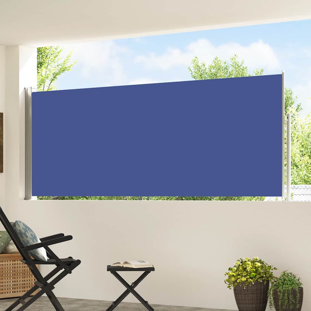 Schermata del giardino Vidaxl estendibile 120x500 cm blu