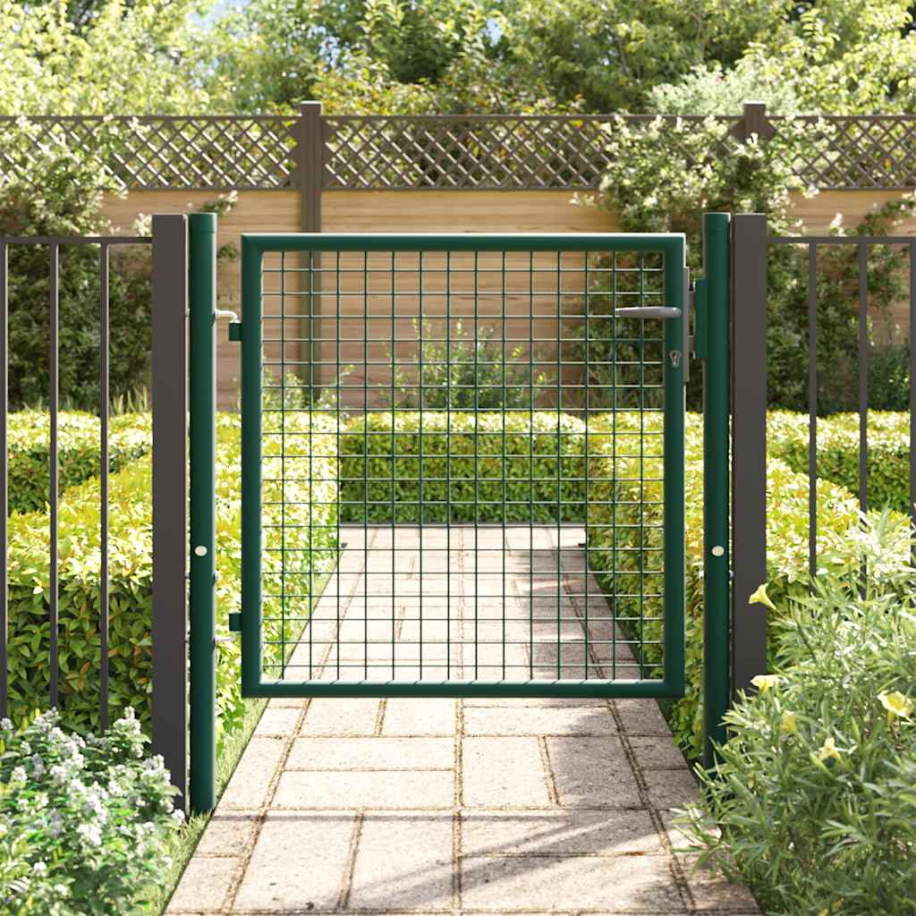 Vidaxl hekpoort staal 100x75 cm groen