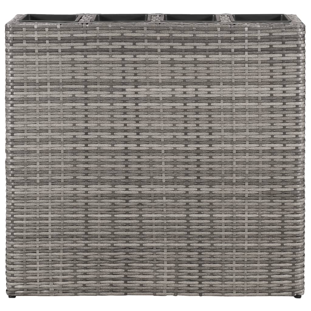 Vidaxl fioriera allevata con 4 pentole 2 pezzi poli rattan grigio