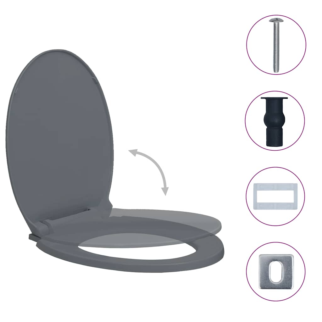 Vidaxl toiletbril soft-close en quick-release ovaal grijs