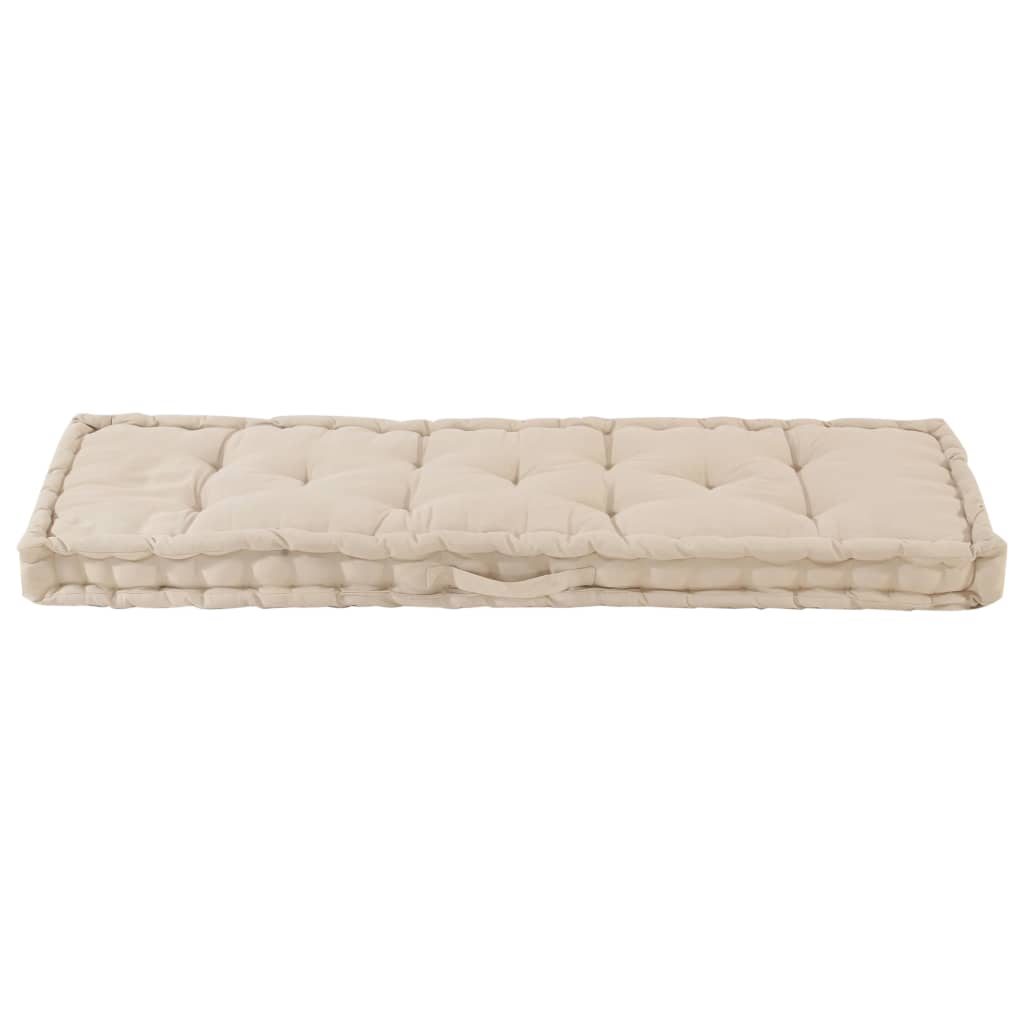Cuscino del pavimento del pallet Vidaxl 120x40x7 cm di cotone beige