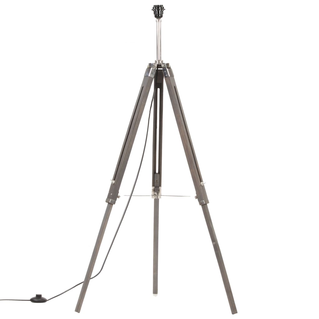 Lámpara de mancha de Vidaxl Driepoot 141 cm de teca sólida gris y blanco