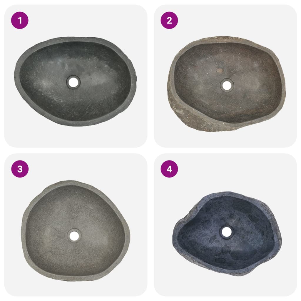 Vidaxl Washbasin Oval (45-53) x (34-41) CM River Stone