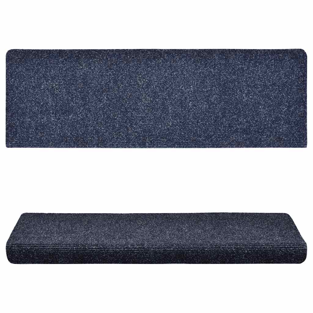 Vidaxl trapmatten zelfklevend 15 stuks 65x21x4 cm blauw rechthoekige rand