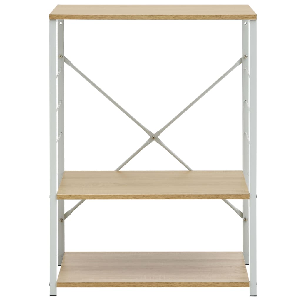 Gabinete de microondas Vidaxl 60x39.6x79.5 cm de madera procesada de color blanco y roble de color de roble