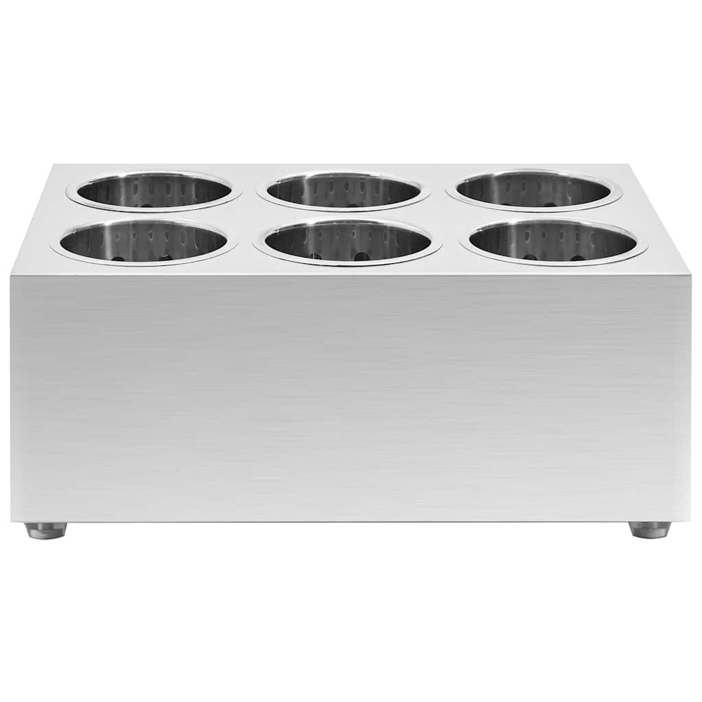 Porta posate Vidaxl 6 Compartments Acciaio inossidabile quadrato